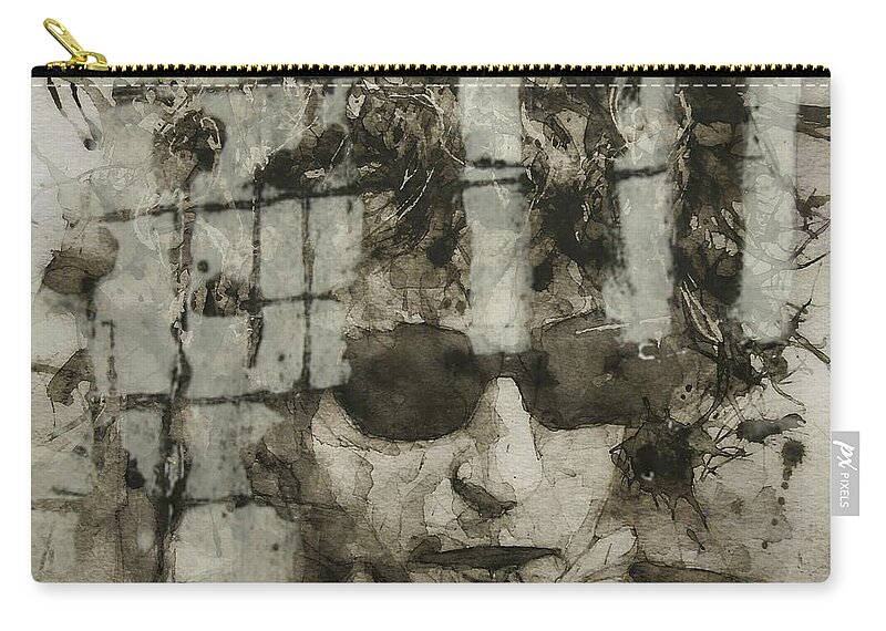 Bob Dylan Zip Pouch featuring the painting Murder Most Foul - Bob Dylan by Paul Lovering