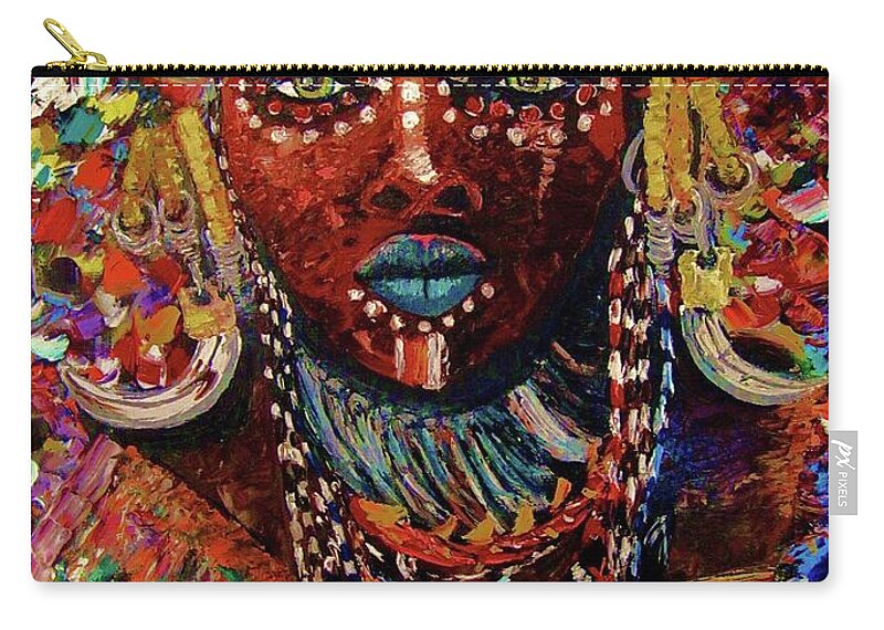 Africa Carry-all Pouch featuring the painting Mursi by Kowie Theron