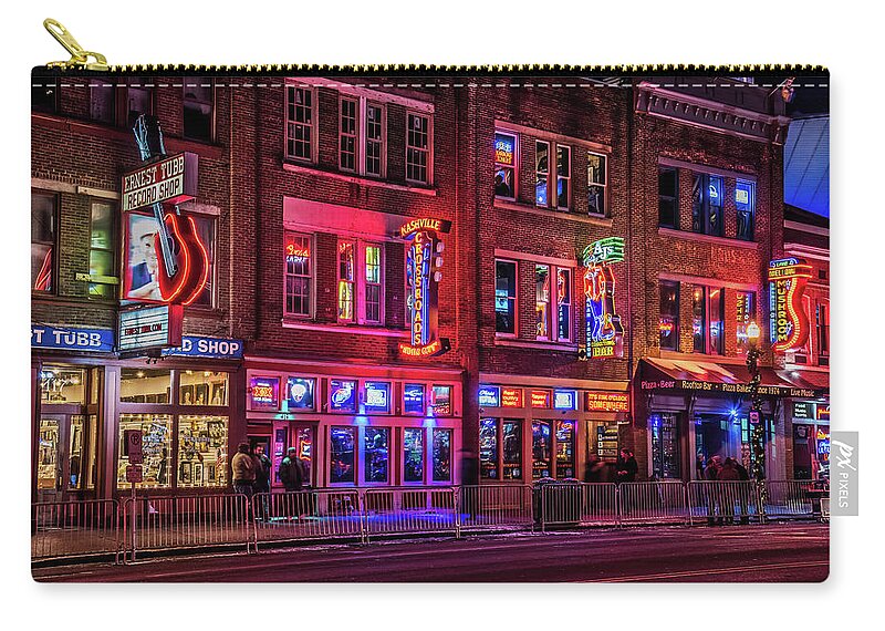 Tennessee Zip Pouch featuring the photograph Music City lights by Andy Crawford