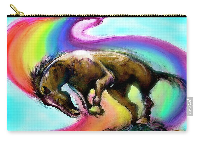 Mustang Zip Pouch featuring the digital art Dreamer by Kevin Middleton