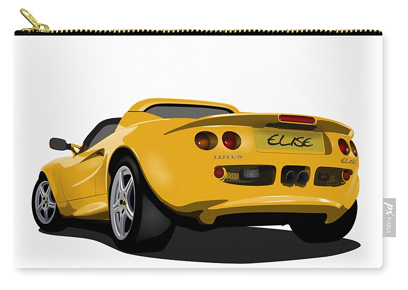 Sports Car Carry-all Pouch featuring the digital art Mustard Yellow S1 Series One Elise Classic Sports Car by Moospeed Art
