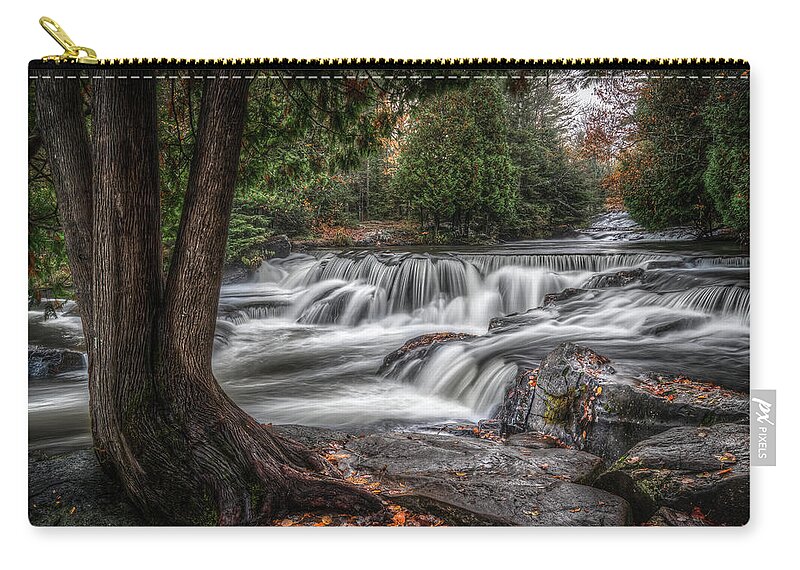 Bond Falls Zip Pouch featuring the photograph Muted Fall by Brad Bellisle
