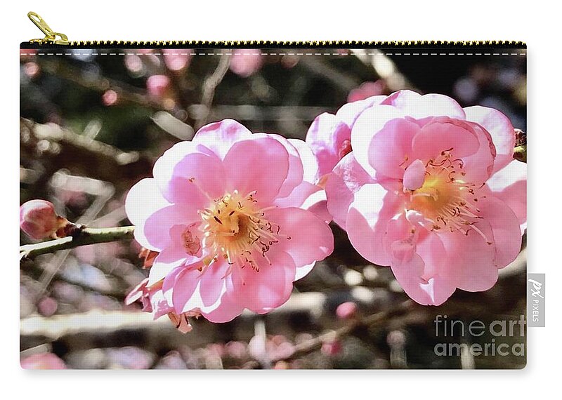Plum Blossom Zip Pouch featuring the photograph Mutually Enlivening by Carmen Lam