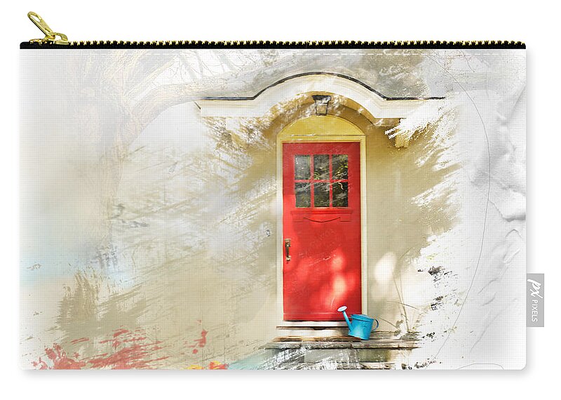 Door Zip Pouch featuring the mixed media My Garden Door by Moira Law