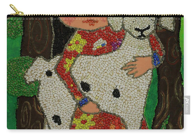 Girl Carry-all Pouch featuring the painting My little Tsondoohoi by Shurentsetseg Batdorj