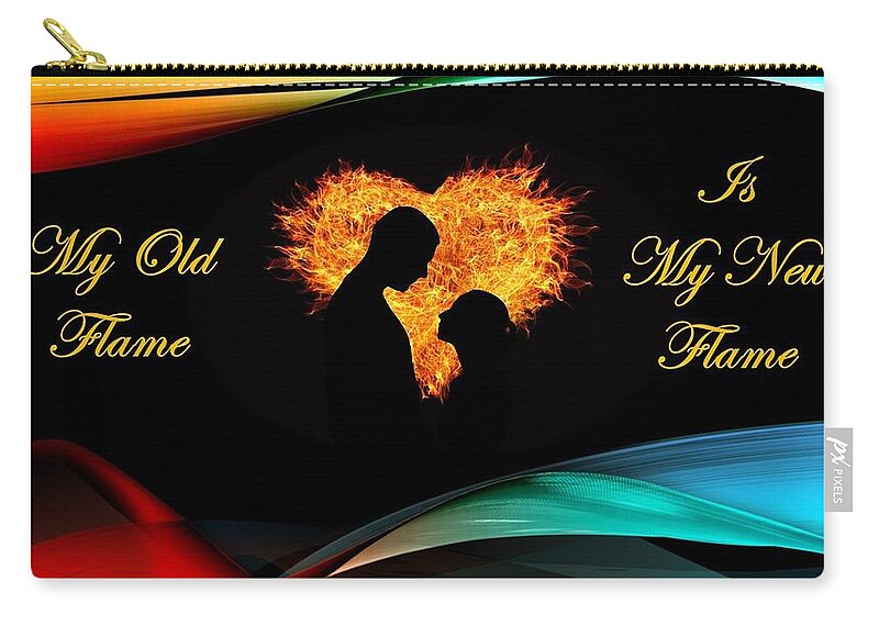 Old Flame Zip Pouch featuring the mixed media My Old Flame Is My New Flame by Nancy Ayanna Wyatt