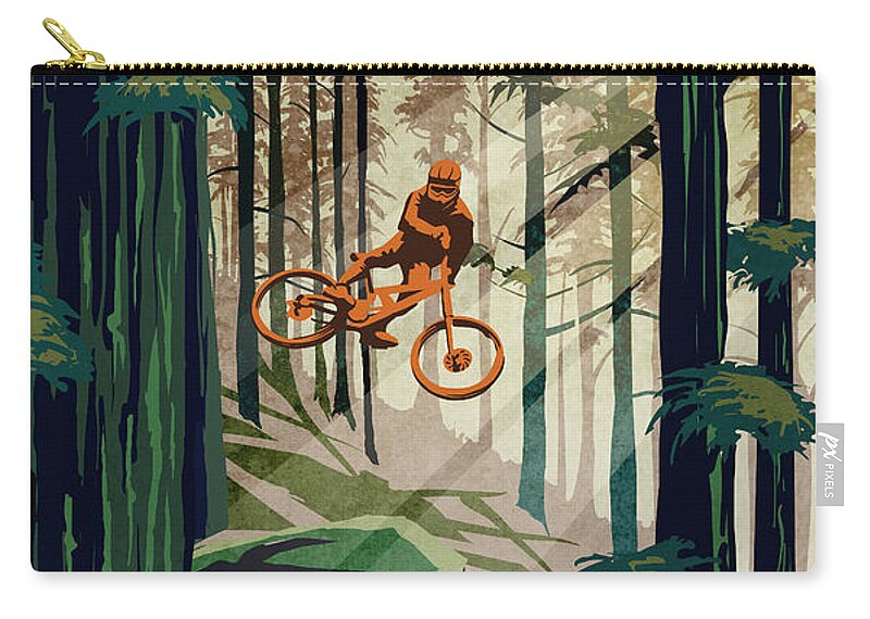Cycling Art Carry-all Pouch featuring the painting my therapy Revelstoke by Sassan Filsoof