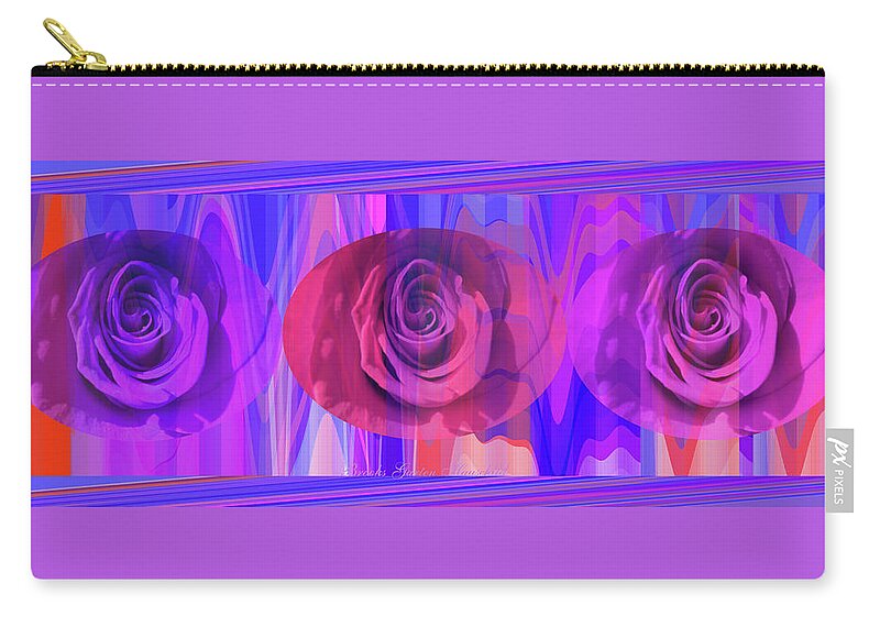 My Valentine Rose Zip Pouch featuring the photograph My Valentine Rose Triptych - Abstract Photographic and Digital Art - Rose Art - Yoga Mats and More by Brooks Garten Hauschild