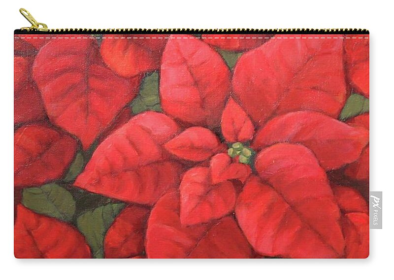 Poinsettia Zip Pouch featuring the painting My very red poinsettia by Inese Poga