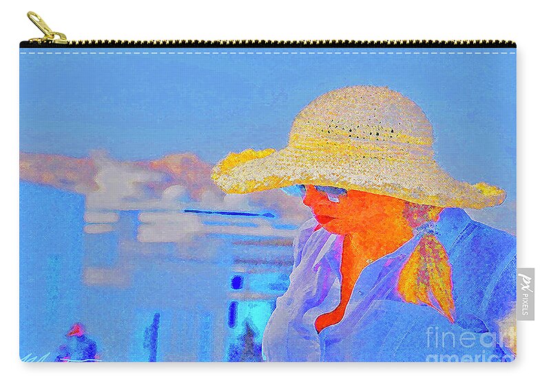 Sea Side Zip Pouch featuring the digital art Mykonos Lady by Art Mantia