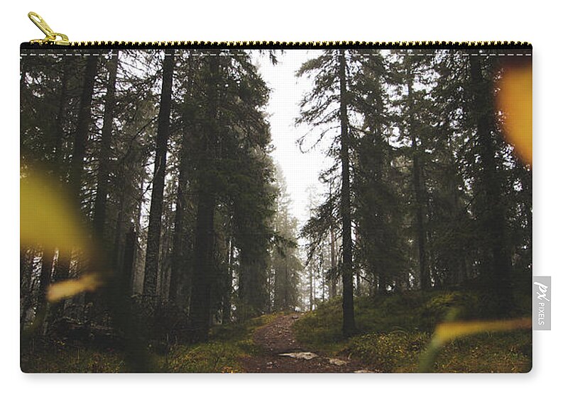 Outdoor Zip Pouch featuring the photograph Mysterious misty forest in the rain by Vaclav Sonnek