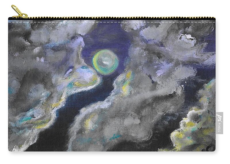 Moon Zip Pouch featuring the painting Mysterious Night by Esoteric Gardens KN