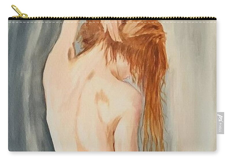 Nude Carry-all Pouch featuring the painting Mystery by Juliette Becker