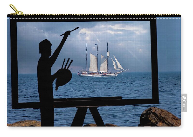 Great Island Common Zip Pouch featuring the photograph Mystic framed by Jeff Folger