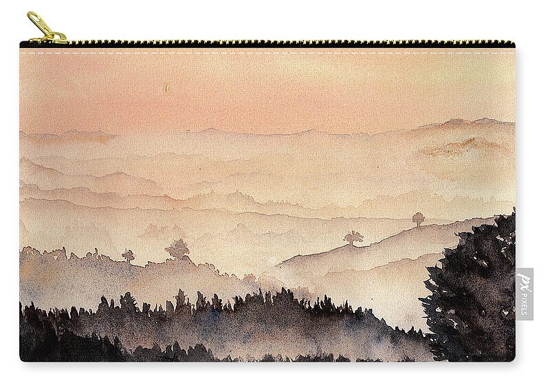 Hills Zip Pouch featuring the painting Mystic Hills No. 1 by Wendy Keeney-Kennicutt