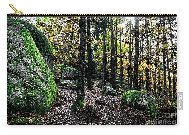 Abandoned Zip Pouch featuring the photograph Mystic Landscape Of Nature Park Blockheide With Granite Rock Formations In Waldviertel In Austria by Andreas Berthold