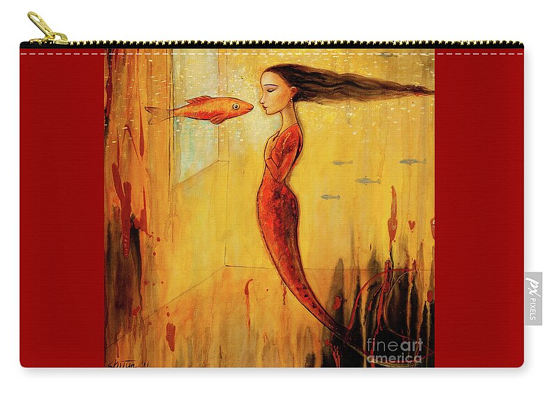 Mermaid Carry-all Pouch featuring the painting Mystic Mermaid by Shijun Munns