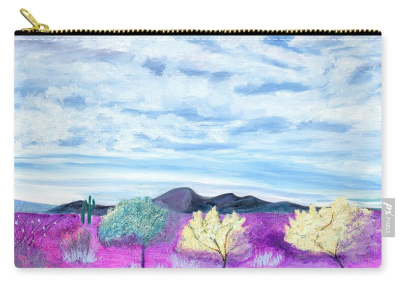 Landscape Zip Pouch featuring the painting Mystical Desert by Santana Star