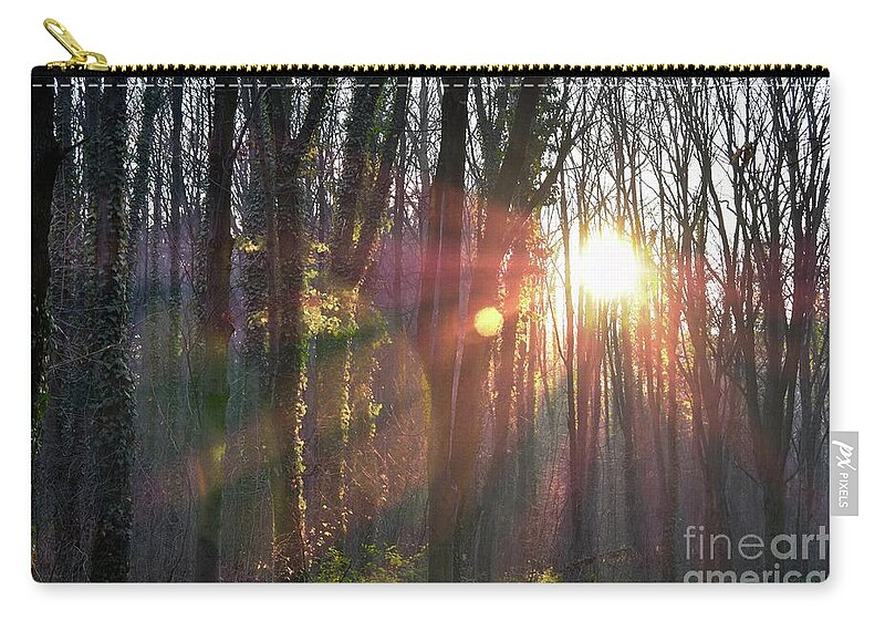 Nature Zip Pouch featuring the photograph Mystical Forest And Sun's Rays by Leonida Arte