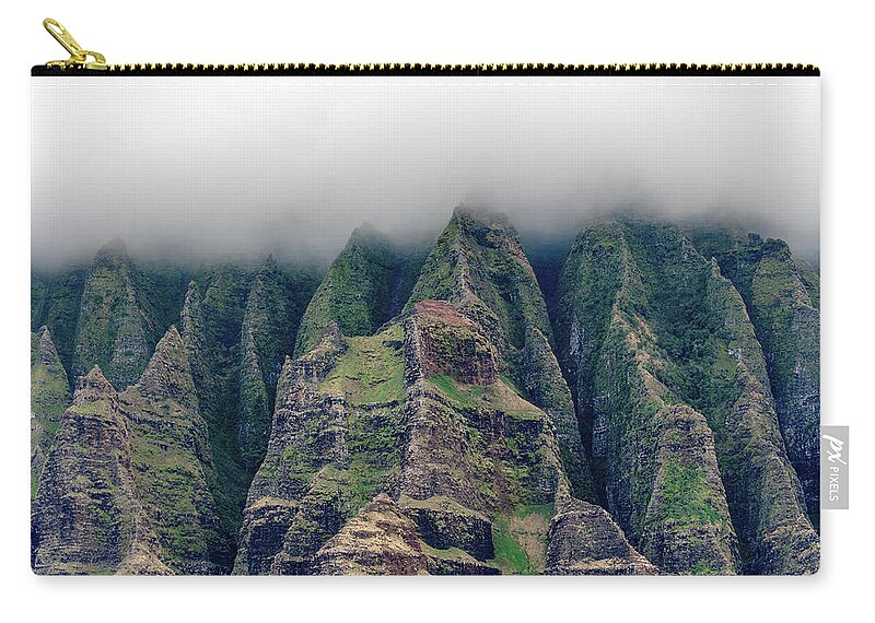 Kauai Zip Pouch featuring the photograph Na Pali Coastal Cliffs. by Doug Davidson