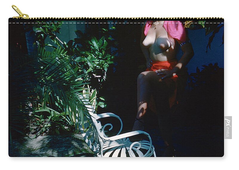 Naked Zip Pouch featuring the photograph Naked Lady in the Garden by Oleg Konin