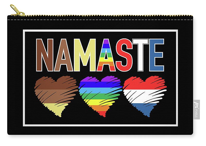 Namaste Zip Pouch featuring the digital art Namaste Heart Art - Tri Color by Artistic Mystic