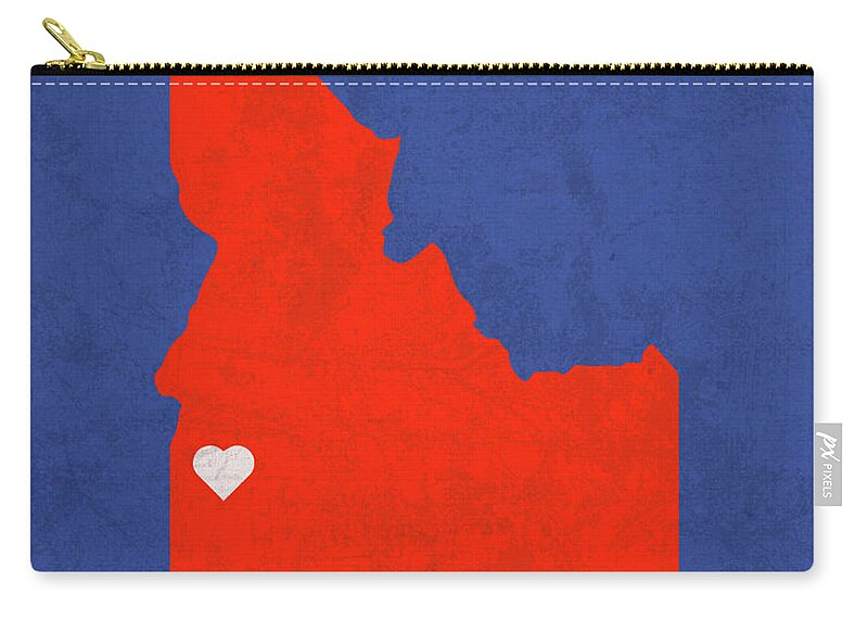 Nampa Zip Pouch featuring the mixed media Nampa Idaho City Map Founded 1891 Boise State University Color Palette by Design Turnpike