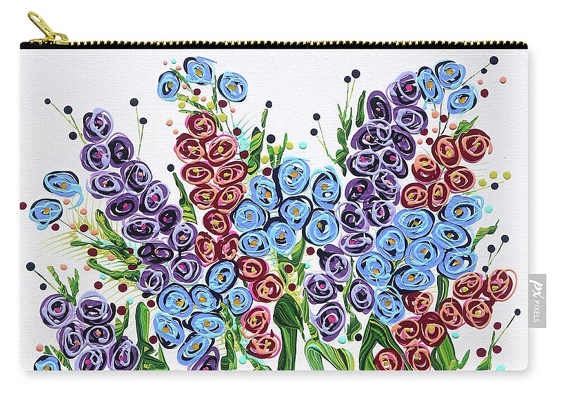 Fluid Acrylic Painting Zip Pouch featuring the painting Nanny's Garden by Jane Crabtree