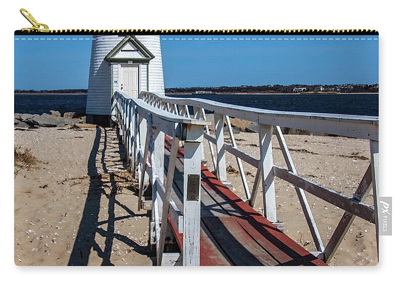 Nantucket Zip Pouch featuring the photograph Nantucket lighthouse at Brant point by Jeff Folger