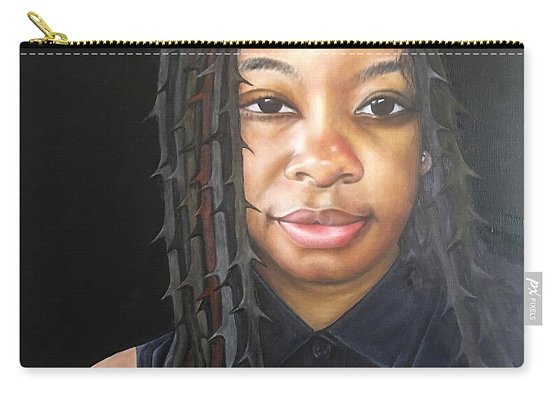 Americans Zip Pouch featuring the painting NAOMI The Beauty and The Thorns by O Yemi Tubi