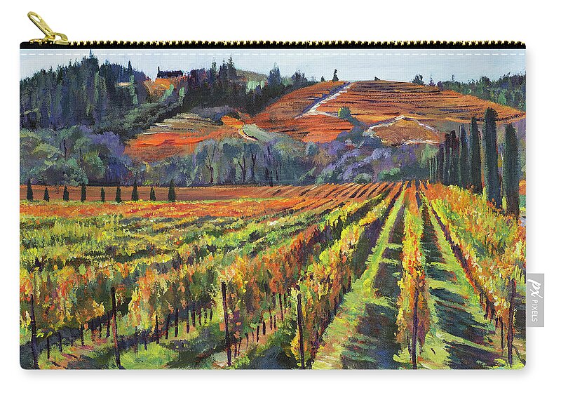 Vineyards Zip Pouch featuring the painting Napa Cabernet Harvest by David Lloyd Glover