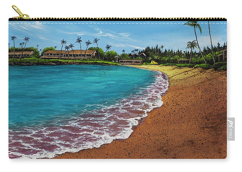 Beach Zip Pouch featuring the painting Napili Bay During Covid 19 by Darice Machel McGuire