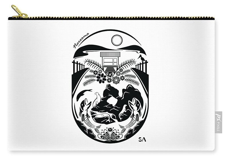 Black And White Carry-all Pouch featuring the digital art Narooma by Silvio Ary Cavalcante