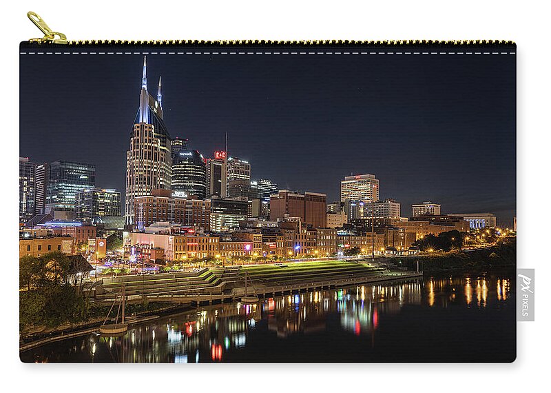 Nashville Zip Pouch featuring the photograph Nashville At Night by Jordan Hill