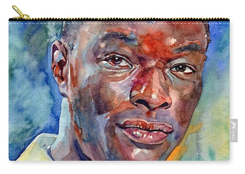 Nat King Cole Zip Pouch featuring the painting Nat King Cole Portrait by Suzann Sines