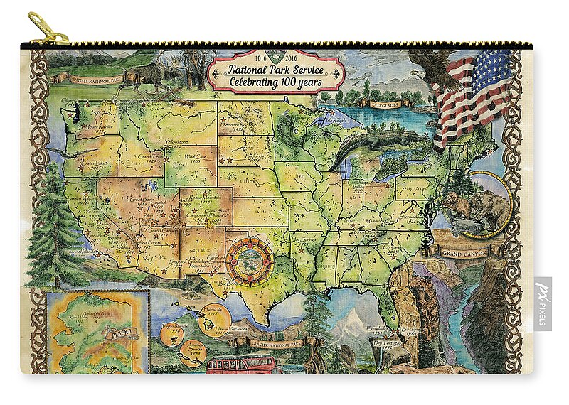  Zip Pouch featuring the painting National Park Service by Lisa Middleton