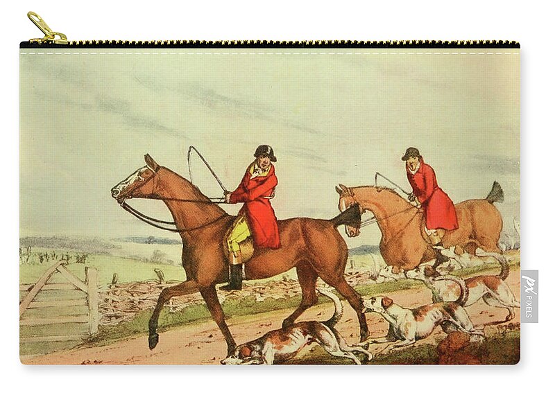 Henry Thomas Alken Zip Pouch featuring the drawing National Sports of Great Britain 1903, Fox-hunting by Henry Thomas Alken