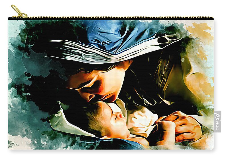 Nativity Zip Pouch featuring the digital art Nativity of Jesus by Charlie Roman