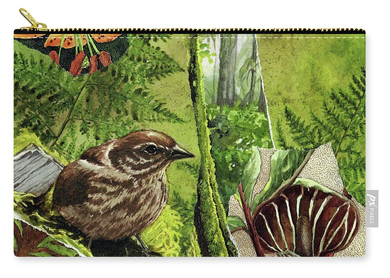 Collage Zip Pouch featuring the mixed media Nature Collage 6 by John Vincent Palozzi