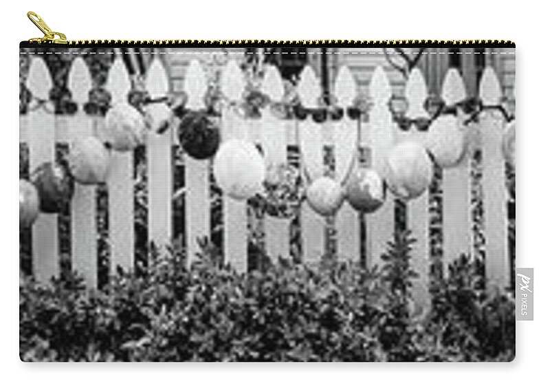 Black Zip Pouch featuring the photograph Nautical Buoy Fence Black and White by Debra and Dave Vanderlaan