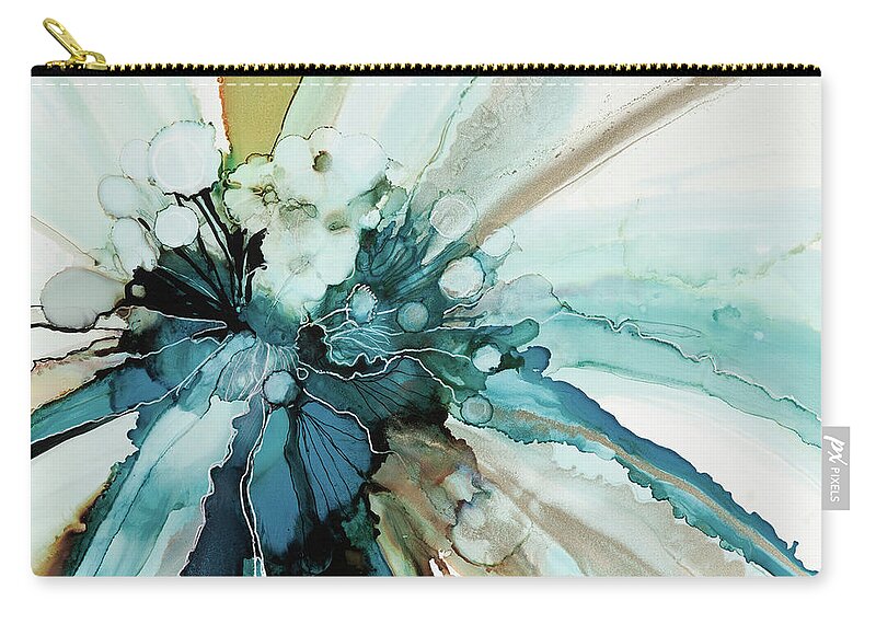 Navy Carry-all Pouch featuring the painting Navy Bloom by Julie Tibus