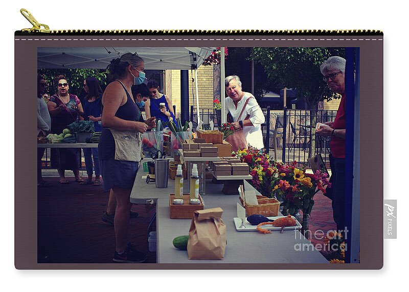 People Zip Pouch featuring the photograph Neighborhood Farmers Market - Color - Frank J Casella by Frank J Casella