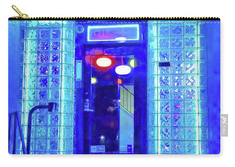 Neon Zip Pouch featuring the photograph Neon Blue Entrance by Andrew Lawrence