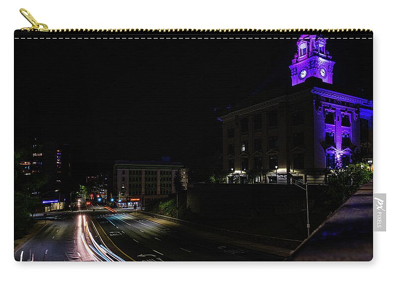 Getty Square Zip Pouch featuring the photograph Nepperhan at Night 3 by Kevin Suttlehan