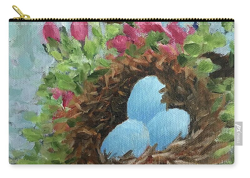 Eggs Zip Pouch featuring the painting Nest eggs by Milly Tseng