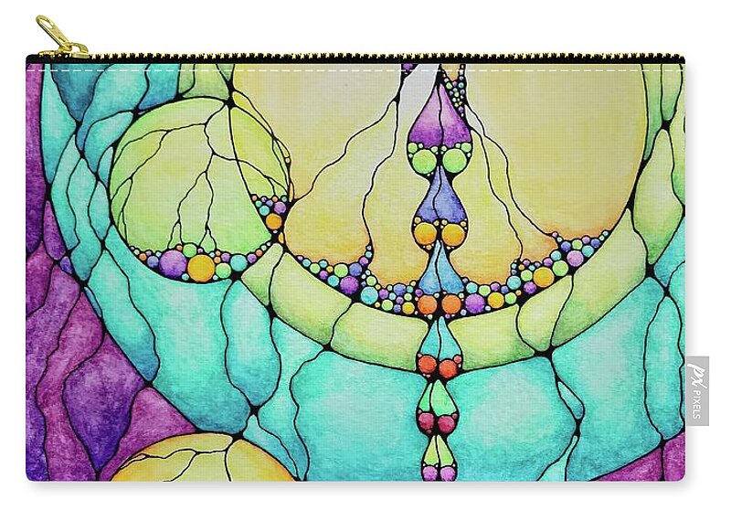 Kim Mcclinton Carry-all Pouch featuring the drawing Neural Bubbles by Kim McClinton