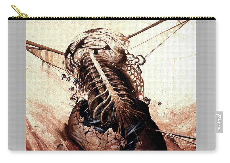 Surrealism Zip Pouch featuring the painting Neurotoxic Konstruction by Sv Bell