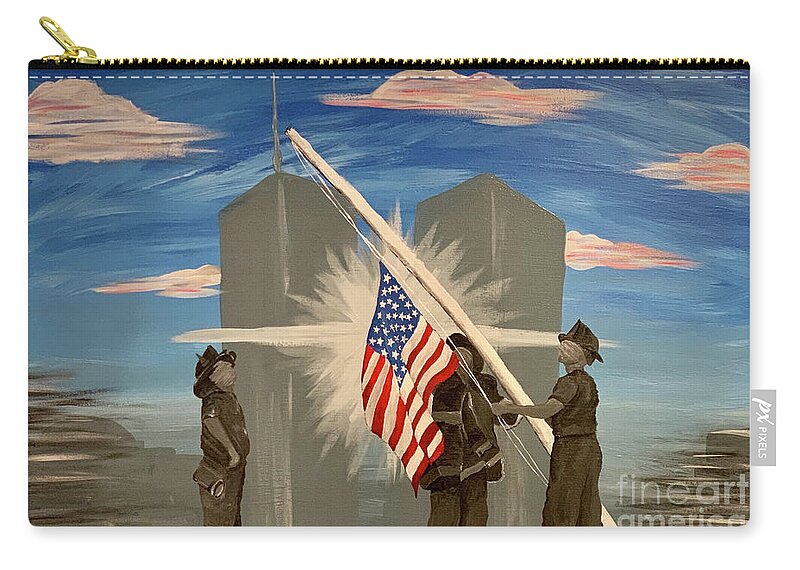 Twin Towers Zip Pouch featuring the painting Never Forget 9/11 by Deena Withycombe