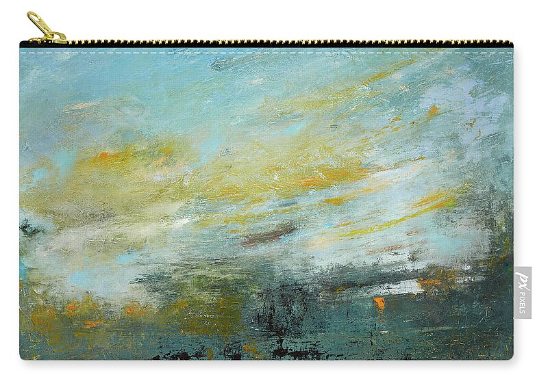 Landscape Zip Pouch featuring the painting New Farm Park at Dusk by Roger Clarke