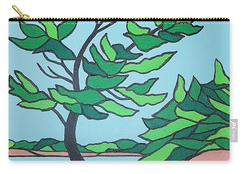 Landscape Zip Pouch featuring the painting New Growth by Petra Burgmann
